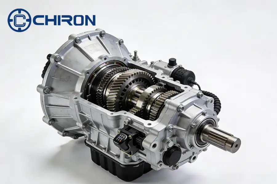 Original fast gearbox transmission assembly for chinese heavy-duty trucks, showcasing detailed aluminum alloy casing and gear mechanism.